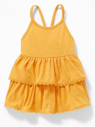 Old Navy Baby Tiered Babydoll Tank For Toddler Girls Agave Nectar Size 12-18 M | Old Navy US