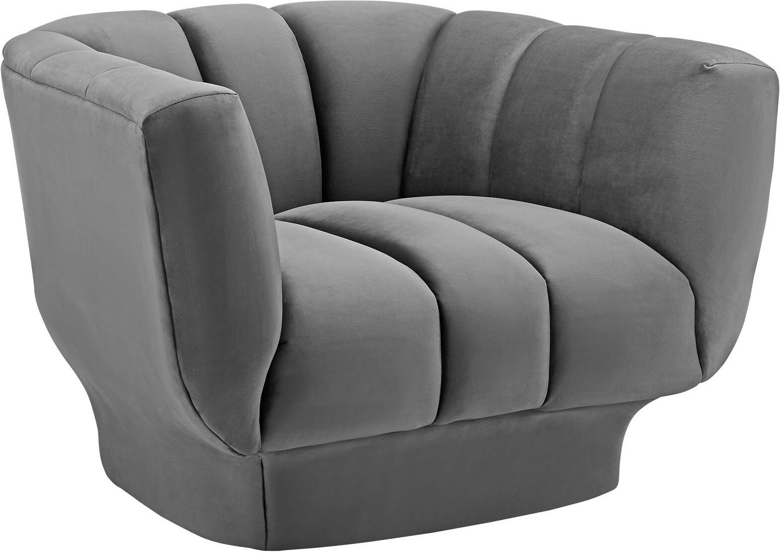 Entertain Gray Vertical Channel Tufted Performance Velvet Arm Chair | 1stopbedrooms