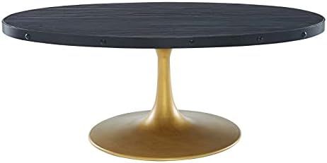 Modway Drive Round Pedestal Wood and Iron Coffee Table | Amazon (US)