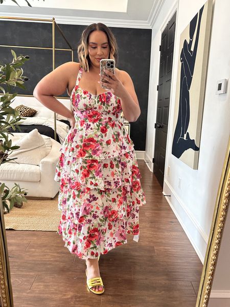 Love this dress from abercrombie! Perfect for a spring outdoor wedding! Also perfect for brunch or anywhere! Wearing a XL 

#LTKplussize #LTKSpringSale #LTKmidsize