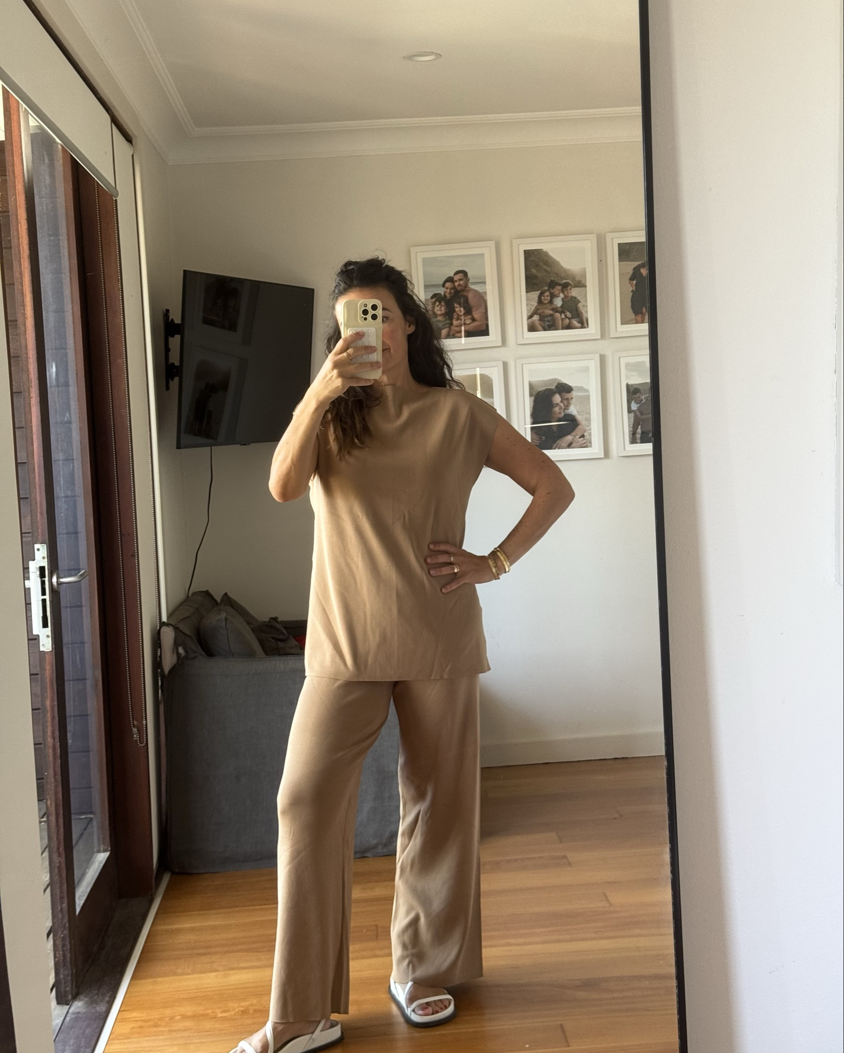 
Tan top - I’m wearing a size small
Tan pants - medium 
charcoal jumper - medium 

#LTKaustralia