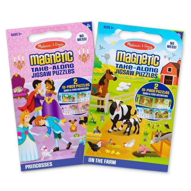 Melissa &#38; Doug Magnetic Take-Along Jigsaw 2pc Bundle - Farm/Princesses | Target