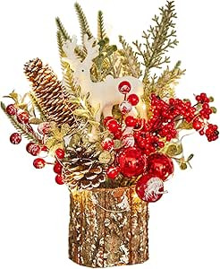 Xmas Decor Small Christmas Tree with Lights - Artificial Tabletop Lighted Mini Christmas Tree wit... | Amazon (US)