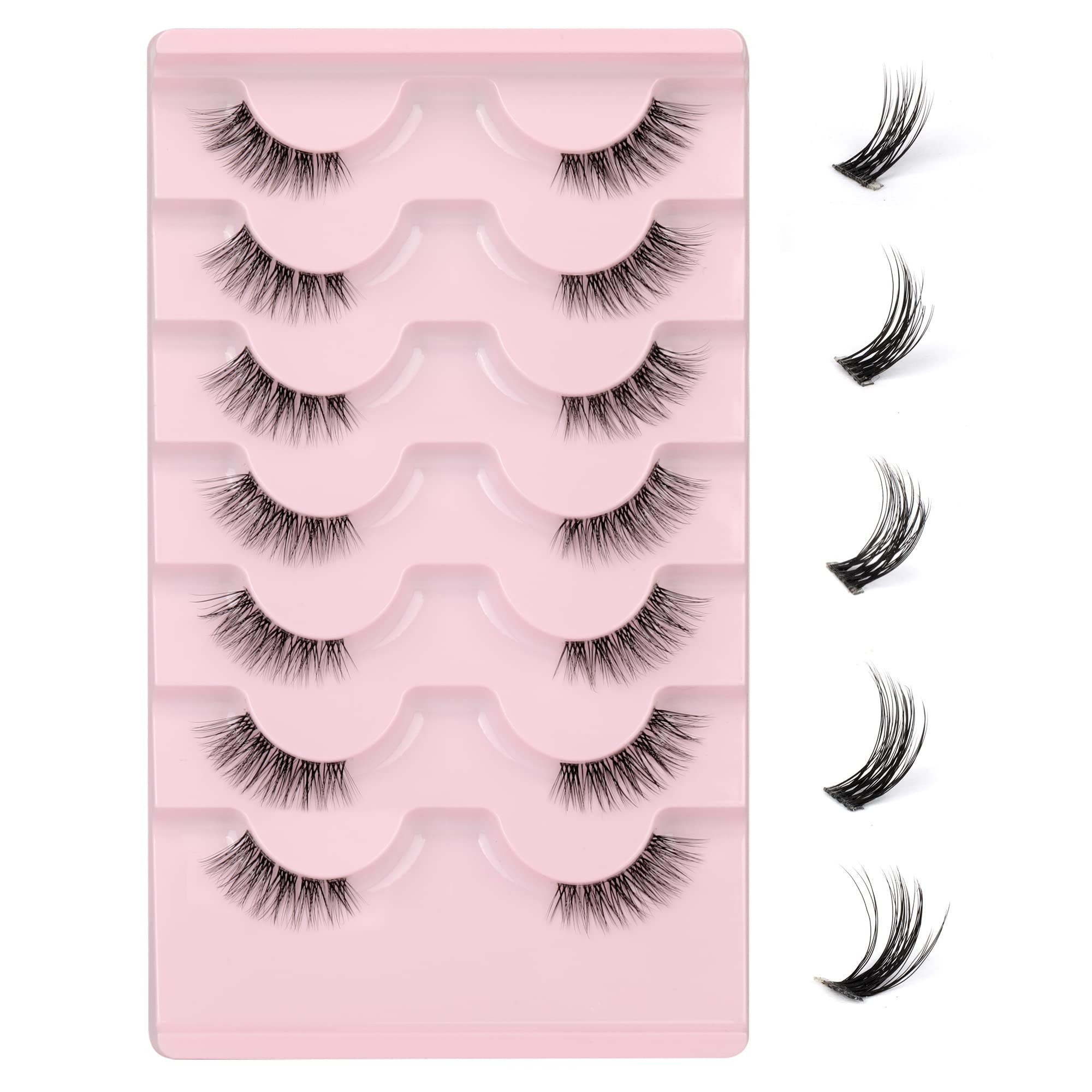 JIMIRE Half Lashes with Clear Band Cat-Eye Lashes Fluffy Wispy Accent False Eyelashes Natural Loo... | Amazon (US)