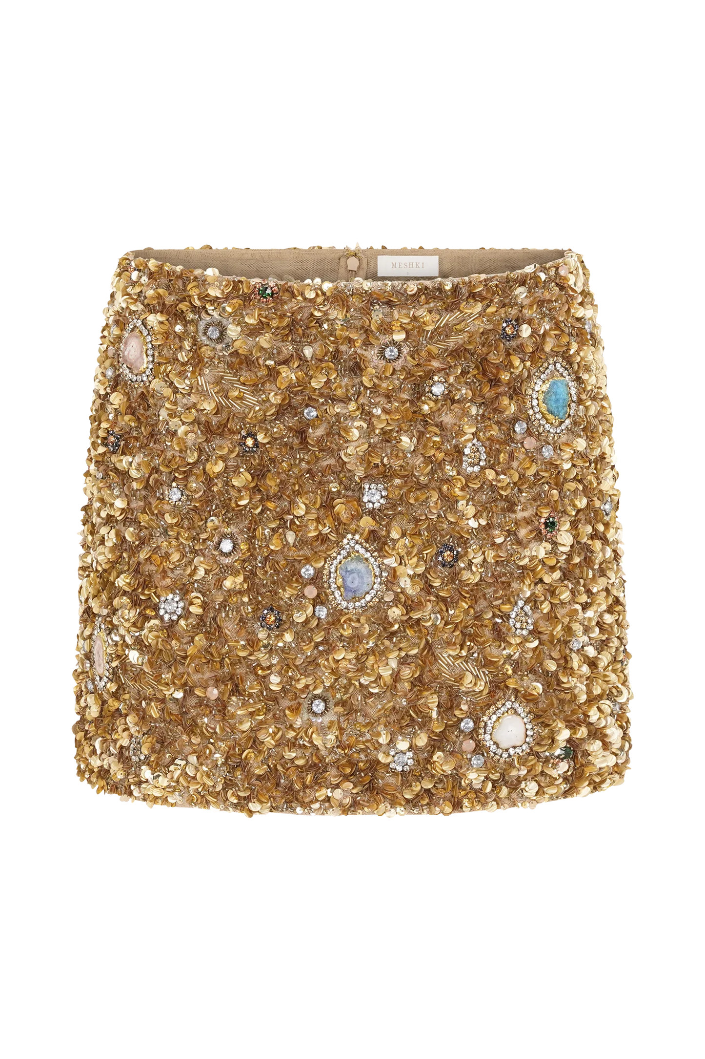 Porter Hand Beaded Mini Skirt - Gold | MESHKI US