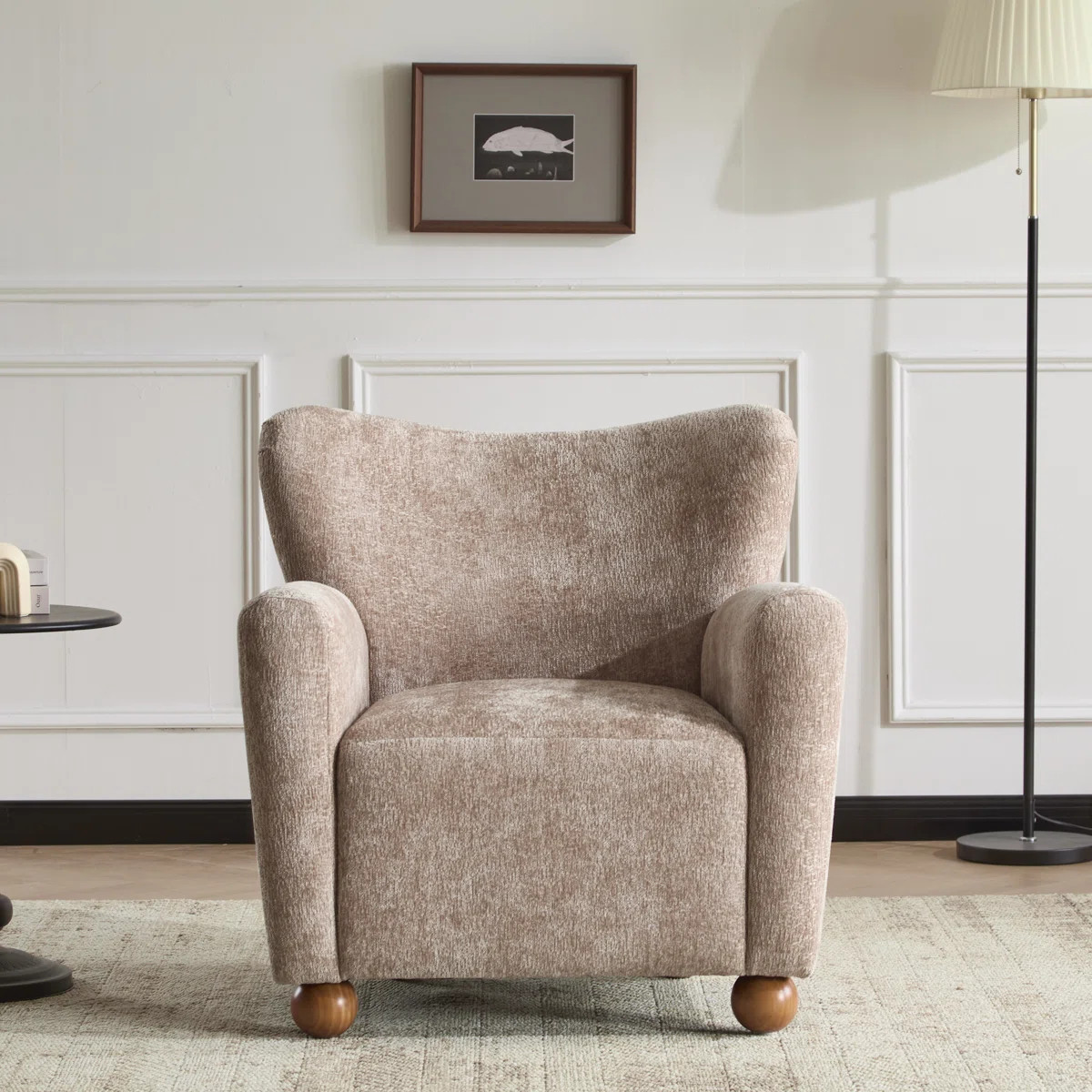 Alonzo Upholstered Club Chair with Round Wooden Legs‌ | Wayfair North America