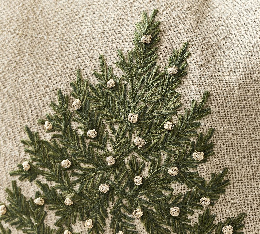 Tree Embellished Throw Pillow Cover | Pottery Barn (US)