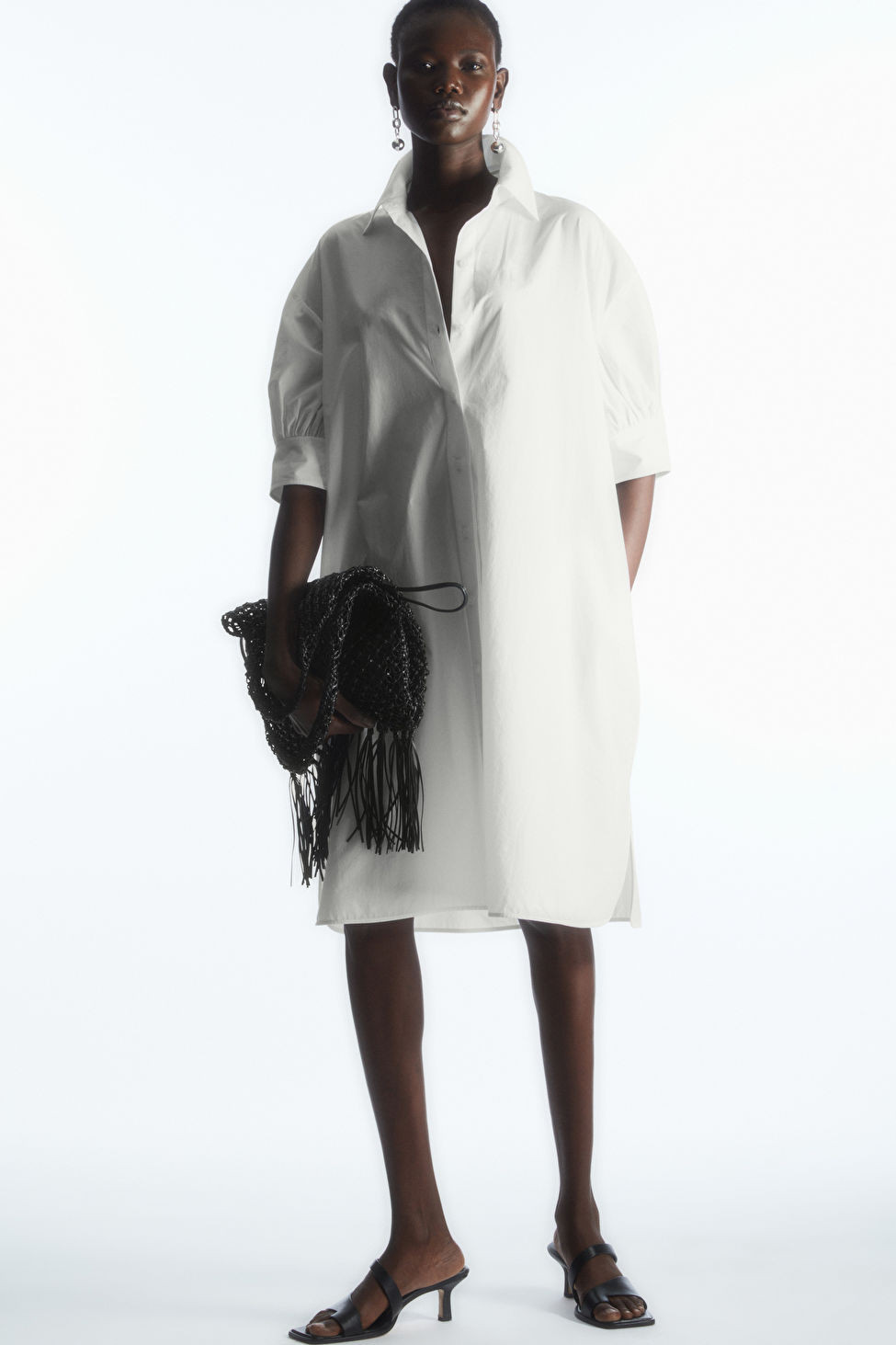 GATHERED-SLEEVE MINI SHIRT DRESS | COS (US)