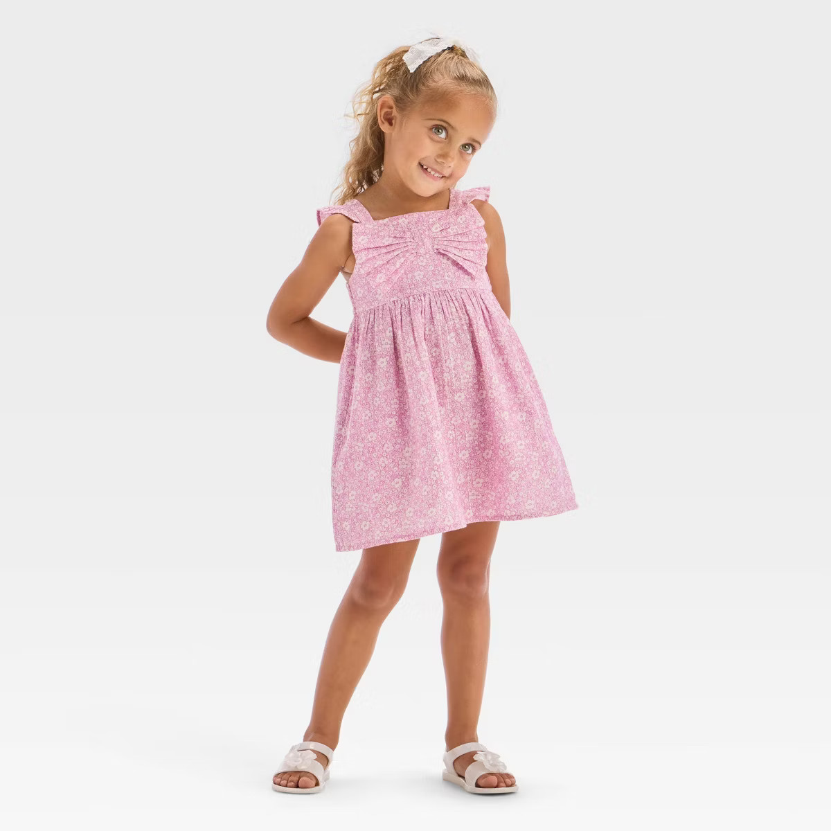 Toddler Girls' Floral Woven Dress - Cat & Jack™ Light Purple | Target