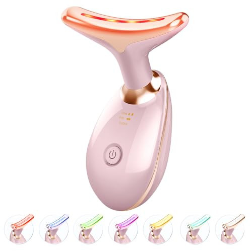 ELISHINE Red Light Therapy for Face and Neck, 7 Color Light Based Face Massager Tool, Portable Skin Care Tool for Firming, Tightening and Lifting (Glossy Pink) | Amazon (US)