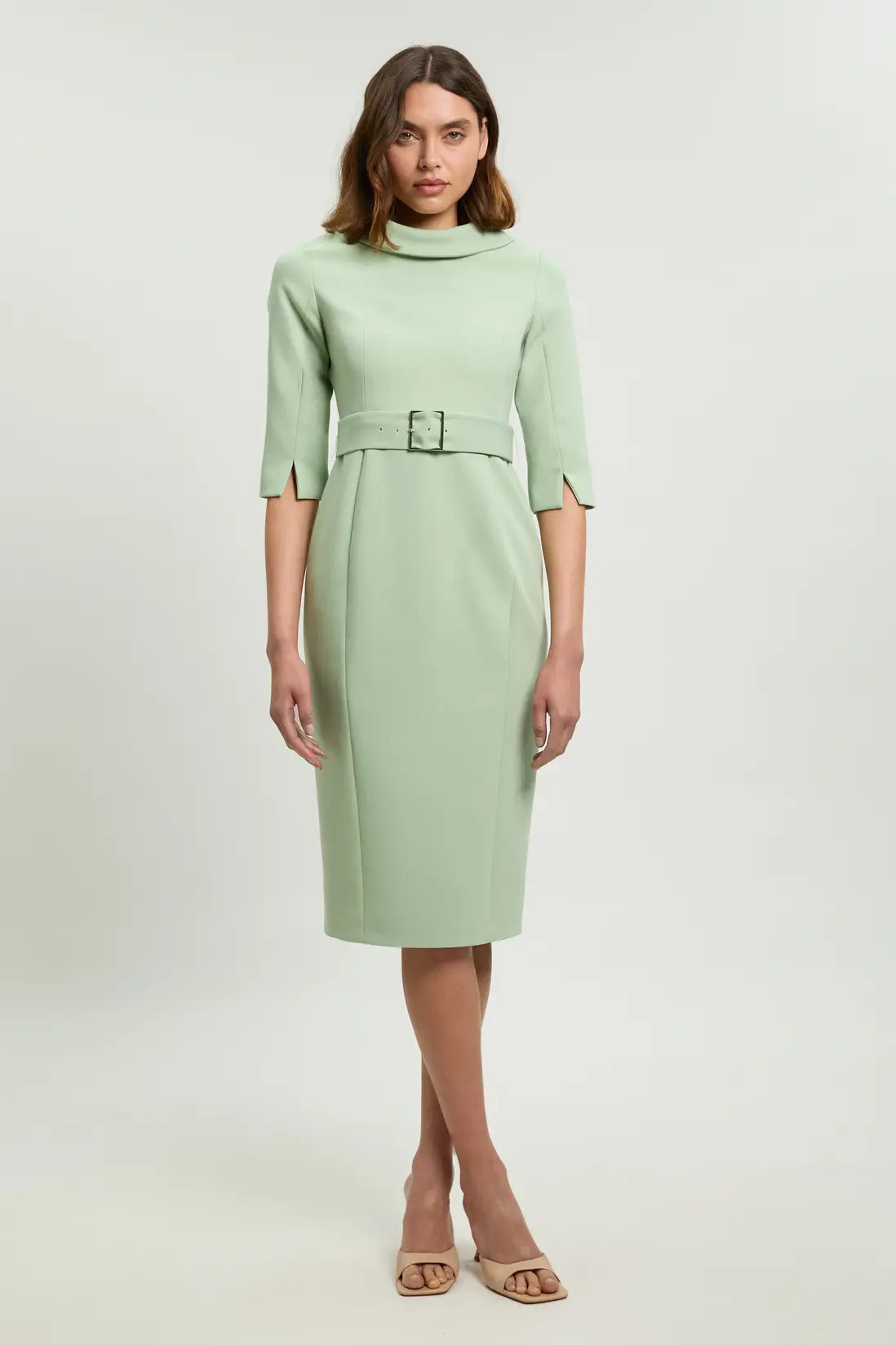 Petite Tailored Roll Neck Pencil Midi Dress | Karen Millen