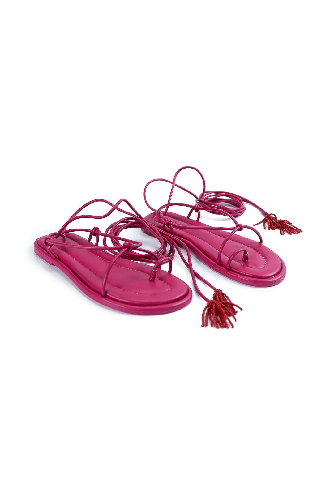 pink lace up flat sandal | FarmRio
