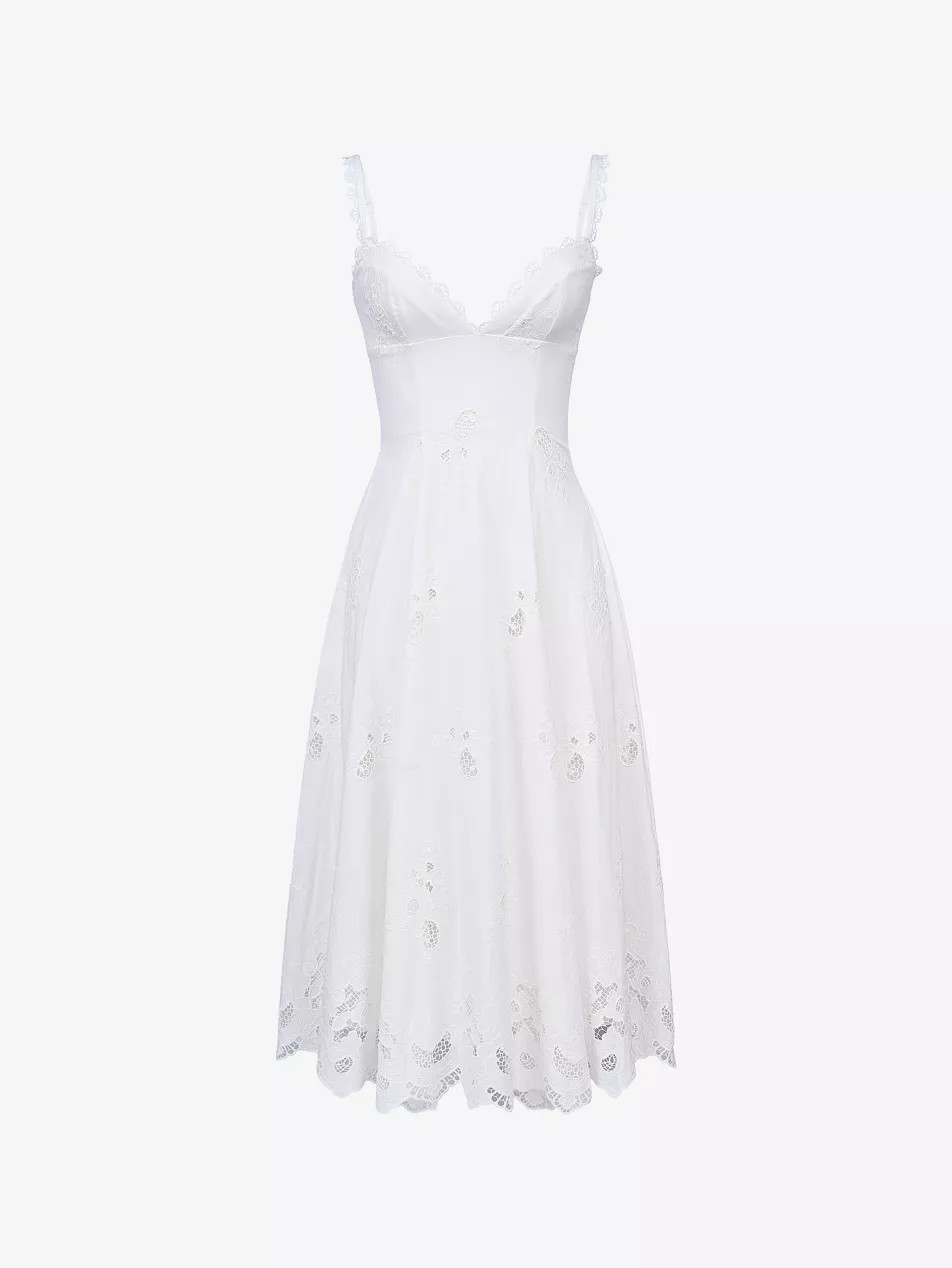 Tatiana V-Neck Cotton Midi Dress | Selfridges