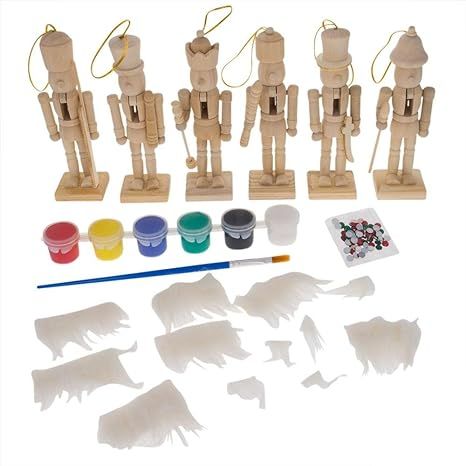 BestPysanky 6 Unfinished Wooden Nutcracker Figurines DIY Craft Kit 5 Inches | Amazon (US)