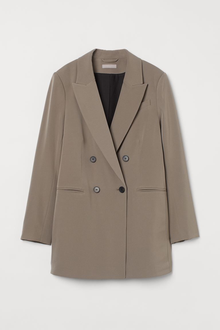 Straight-cut, double-breasted jacket in woven fabric. Pointed lapels, a diagonal chest pocket, an... | H&M (US + CA)
