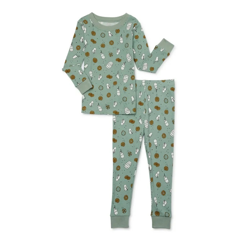 Wonder Nation Toddler Long-Sleeve Snug-Fit Cotton Pajama Set, 2-Piece, Sizes 12M-5T | Walmart (US)