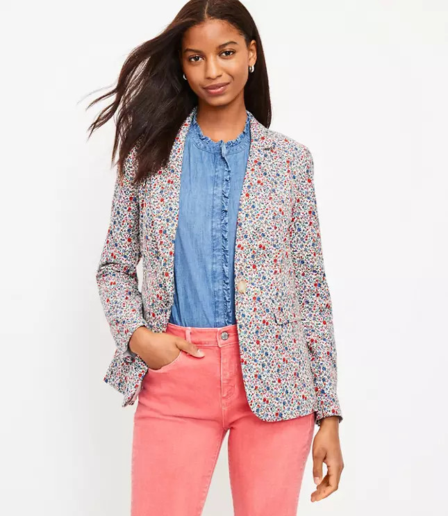 Floral Long Modern Blazer | LOFT
