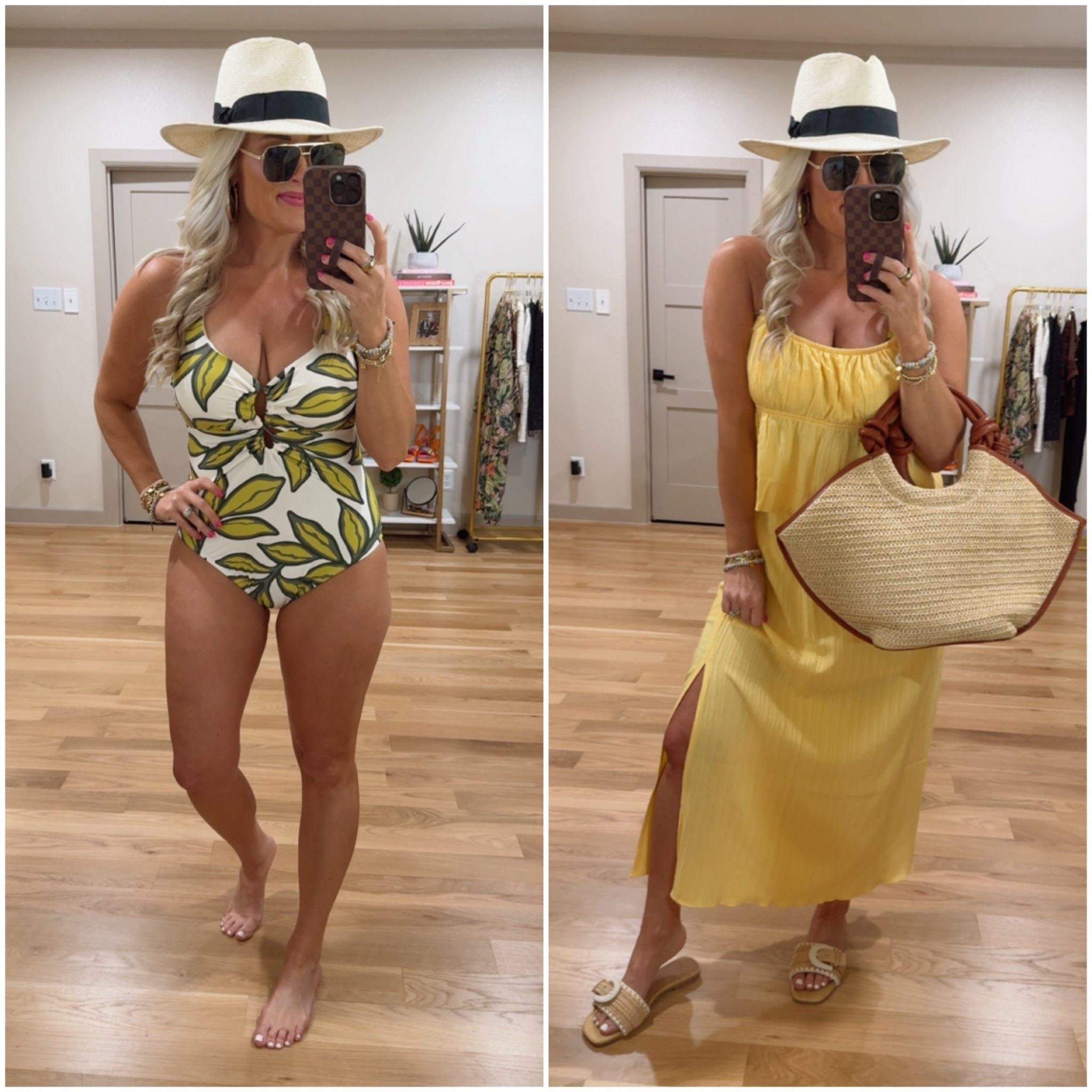 Walmart swimwear under $20!! 
Swimsuit - medium 
Yellow two piece - size small 