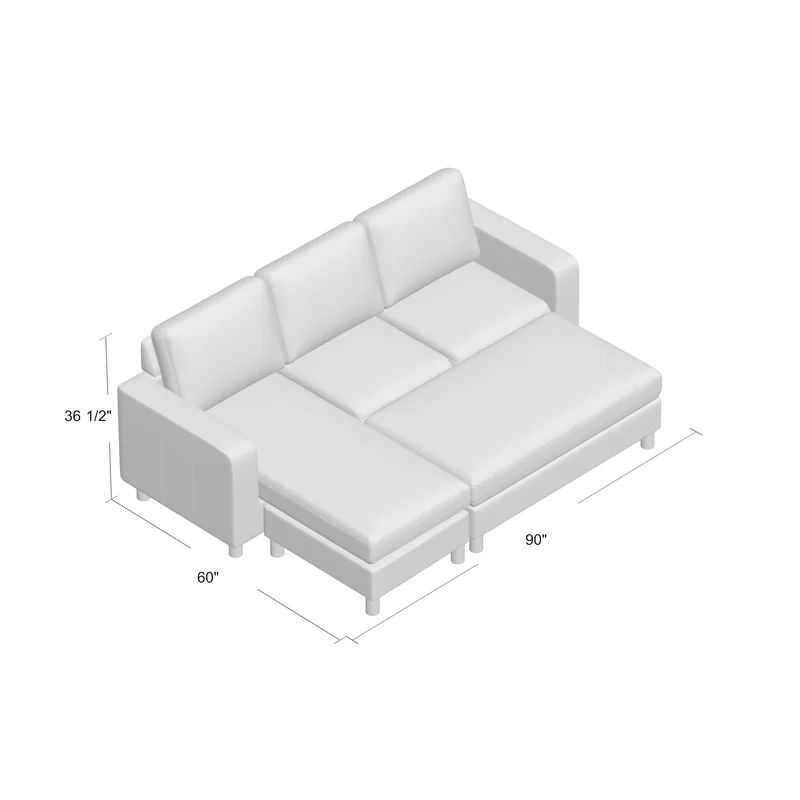 Askerby 90" Wide Reversible Modular Sofa & Chaise with Ottoman | Wayfair North America