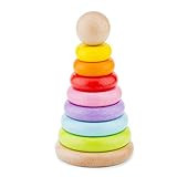 New Classic Toys Rainbow Stacking Toy Baby Educational Wooden Toys For 1 year old Boy And Girl Toddl | Amazon (US)
