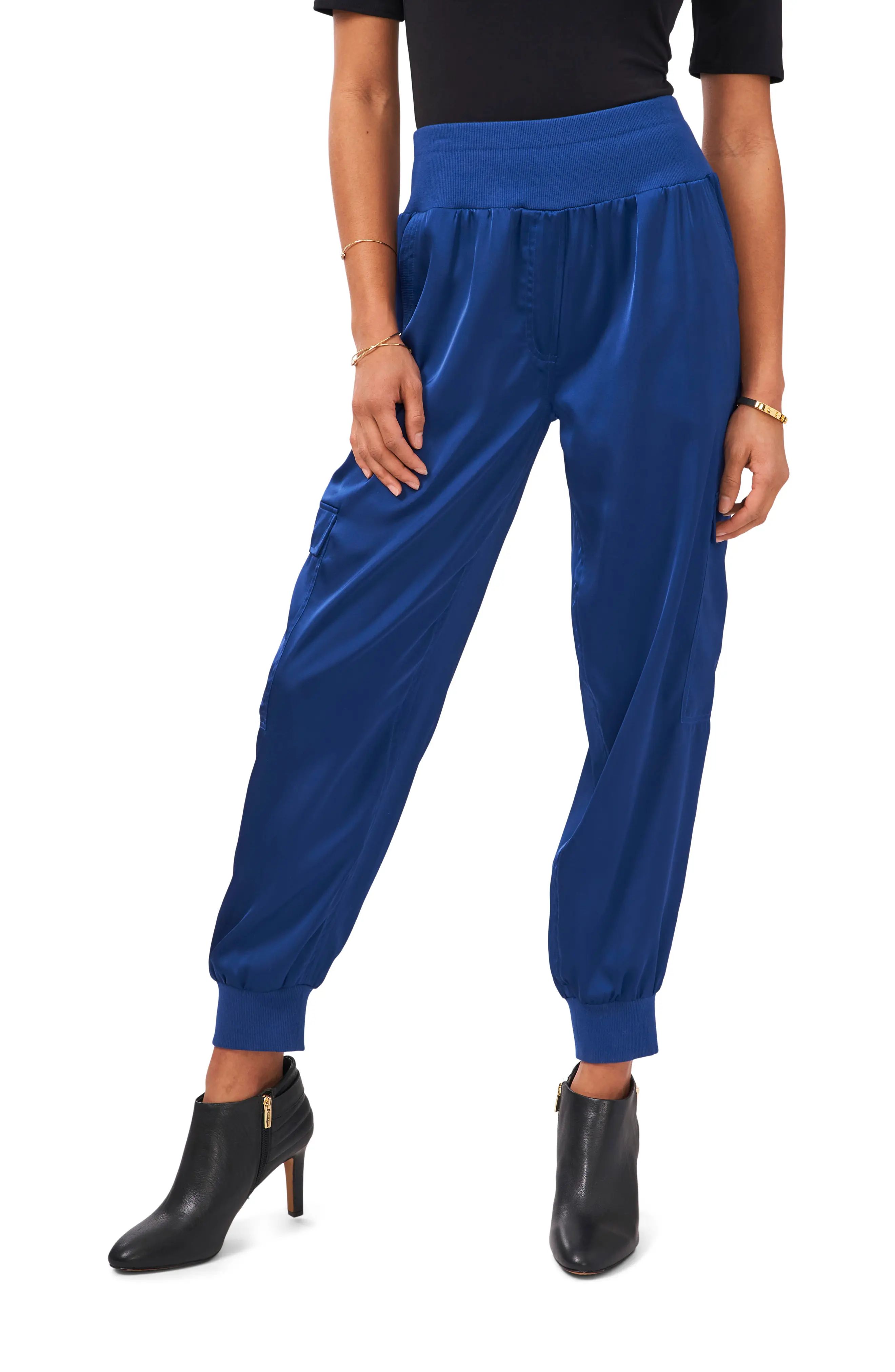 Vince Camuto High Waist Cargo Joggers, Size X-Large in Deep Blue at Nordstrom | Nordstrom