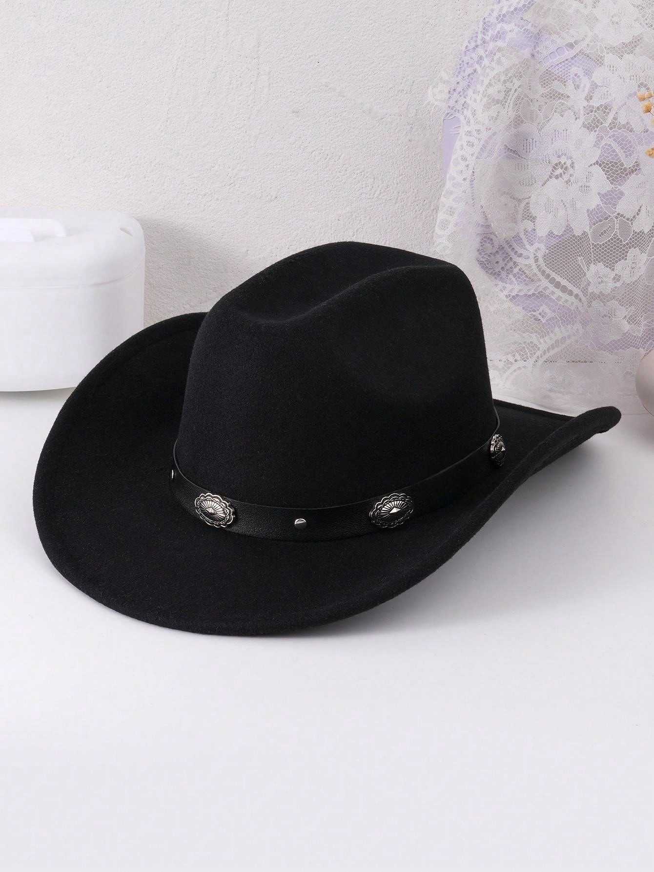 1pc Women's Western Cowboy Hat With Belt Decoration, Suitable For Daily Wear Boho Cowboy Hat Cowg... | SHEIN