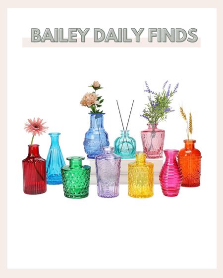 I LOVE these beautiful colored bud vases! So beautiful for summer parties and decor!

#LTKunder50 #LTKSeasonal #LTKhome