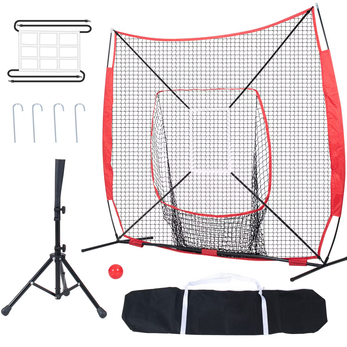 VEVOR 7x7 ft Baseball Softball Practice Net, Portable Baseball Training Net for Hitting Batting C... | Target