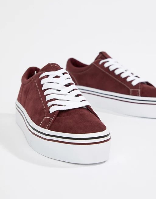 Pull&bear sneaker in Burgundy | ASOS US