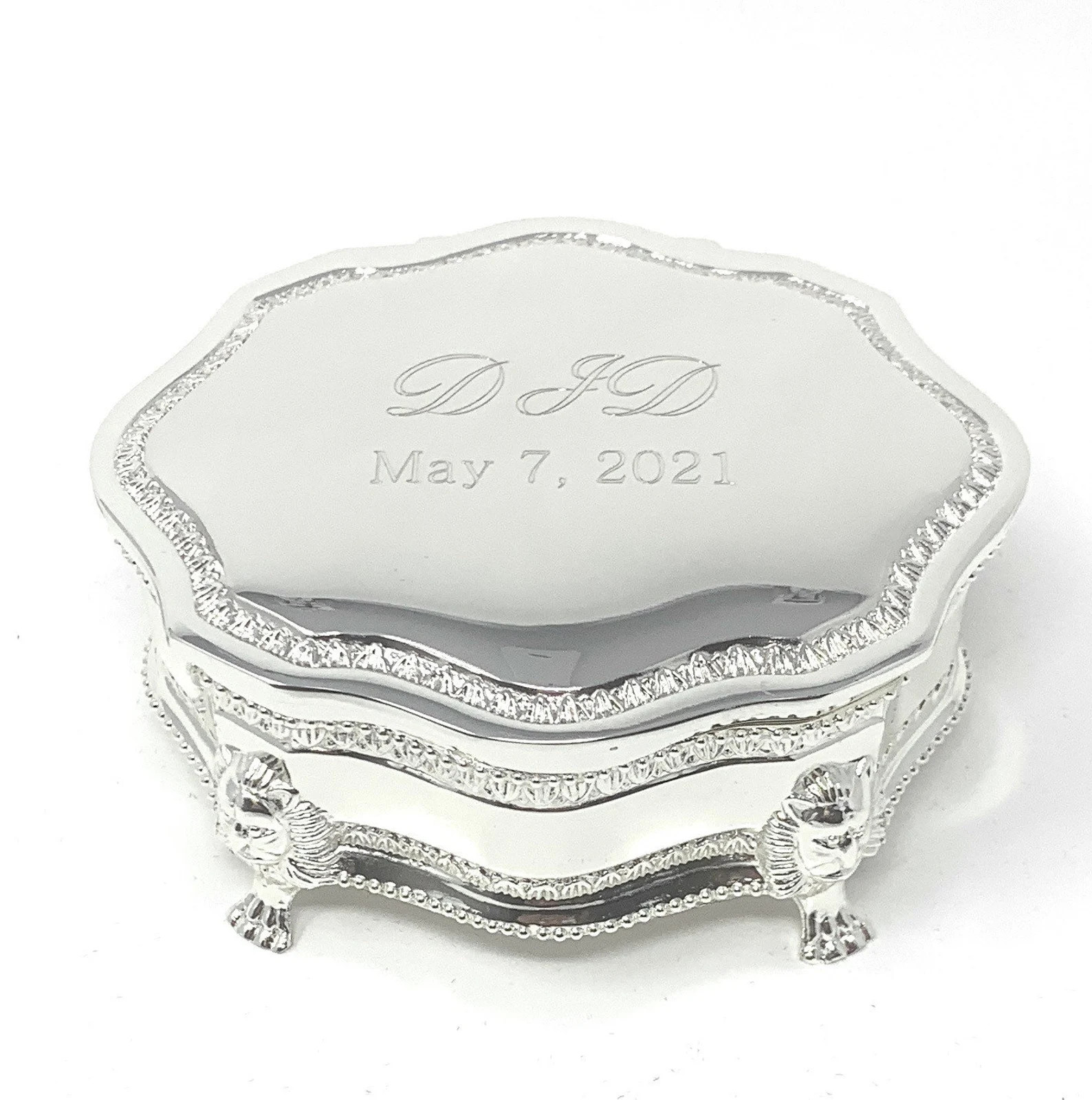 Personalized Silver Plated Victorian Style 3" Jewelry Box - Engraved Antique Jewelry Box - Vintag... | Etsy (US)