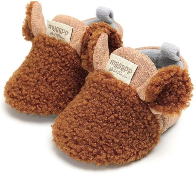 YWY Infant Baby Cozy Fleece Slippers with Non Skid Bottom Newborn Boys Girls Winter Warm Socks Booti | Amazon (CA)