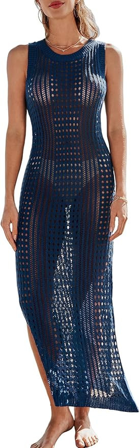 CUPSHE Women Cutout Bodycon Maxi Cover-Up Dress Crew Neck Sleeveless Cover Up Summer | Amazon (US)