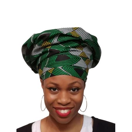 Green, Black, Gold African Print Ankara Head wrap, Tie, scarf | Walmart (US)