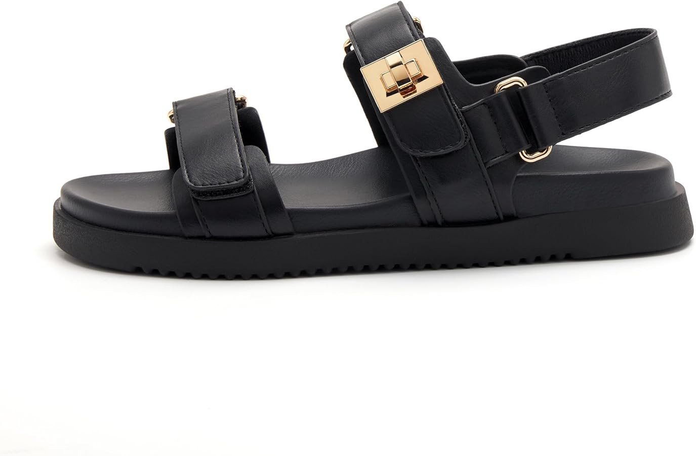 vodvob Women’s Flat Sandals with Soft Cushioned Footbed Open Toe Slides Adjustable Slip On Slip... | Amazon (US)