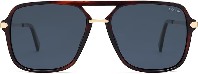 SOJOS Sunglasses for Women & Men, Square, Retro, Polarized Lens, Trendy Aviator, 90s Shades | Amazon (US)