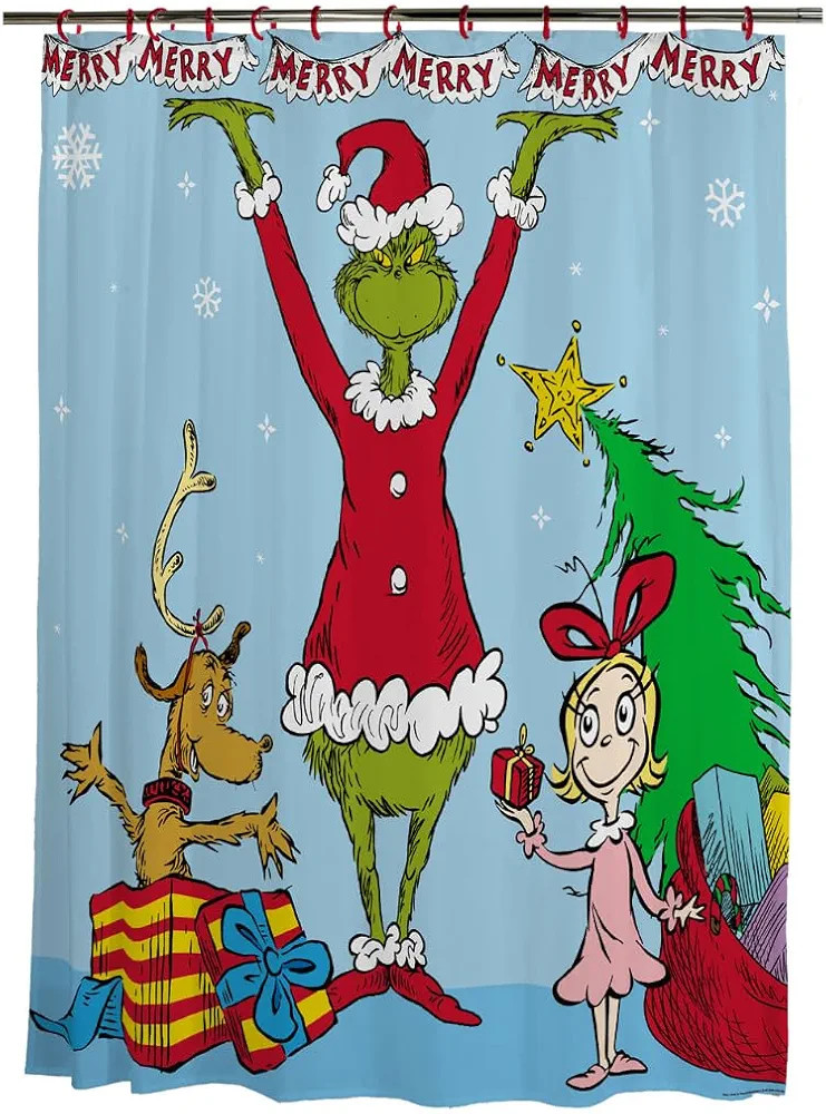 Franco Dr. Seuss The Grinch Holiday 13 Piece Shower Curtain and Ring Set, (100% Officially Licens... | Amazon (US)