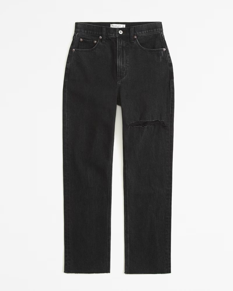 Women's Curve Love Ultra High Rise Ankle Straight Jean | Women's Clearance | Abercrombie.com | Abercrombie & Fitch (US)
