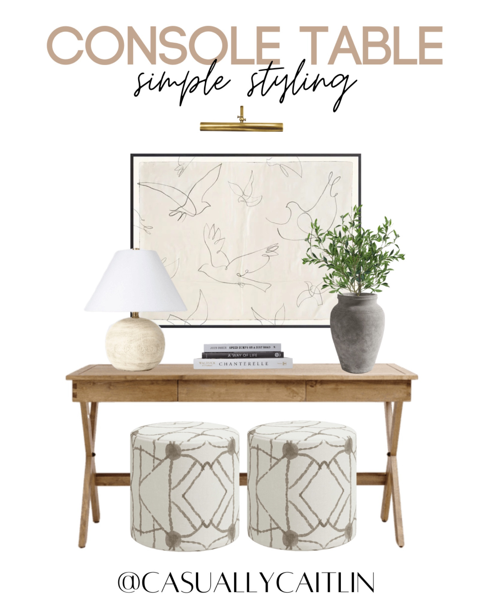 Entryway simple styling ✨ 

Entryway decor, styling an entryway, console table styling, home decor, transitional home, transitional design, wood entryway table, abstract ottomans, wood lamp, target home, coffee table books, vase with greenery, faux stems, dove art, wall art, picture light

 #entryway #entrywaytable #consoletable #homedecor #stylingtips

#LTKstyletip #LTKhome #LTKSeasonal