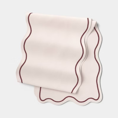 14"x72" Cotton Scallop Edge Table Runner Light Pink - Threshold™ | Target