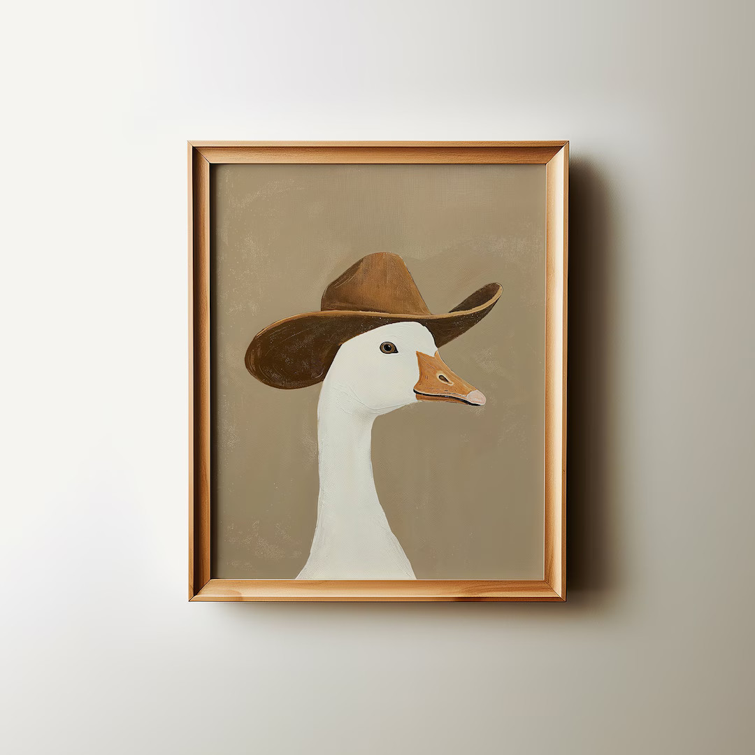 Silly Cowboy Goose Print, Brown Western Nursery Printable Art, Neutral Southern Wall Art, Boy Roo... | Etsy (US)