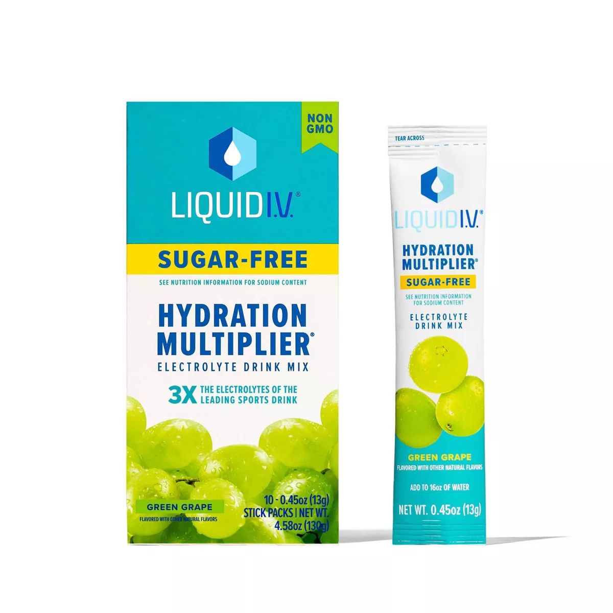 Liquid I.V. Sugar Free Hydration Multiplier Vegan Powder Electrolyte Supplements - Green Grape - ... | Target