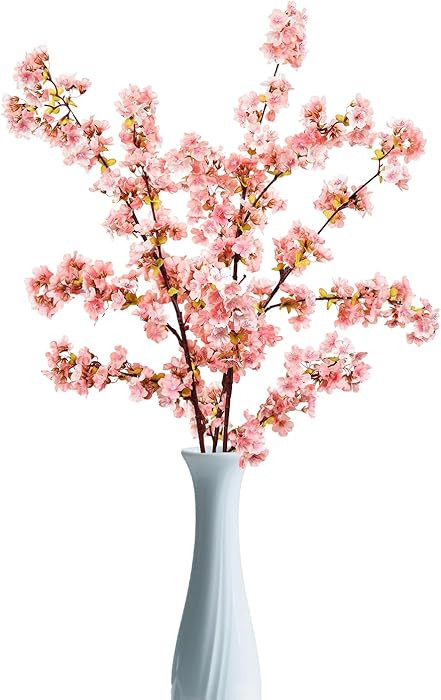 39.3 Inch Pink Cherry Blossom Branches Fake Cherry Blossom Bouquets Long 3pcs Branches Flowers St... | Amazon (US)