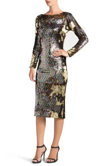 Women's Dress The Population Emery Scoop Back Reversible Sequin Body-Con Dress | Nordstrom
