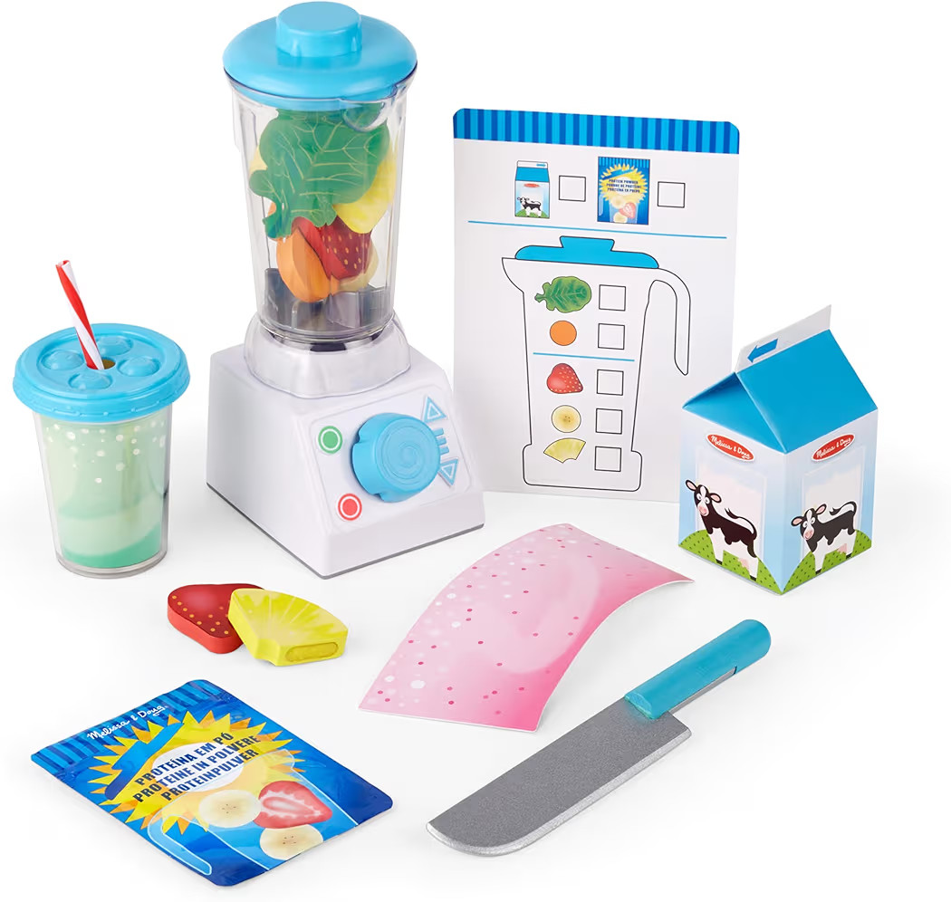 Melissa & Doug Smoothie Maker, Working Pretend Play Blender Set with Toy Food & Play Kitchen Acce... | Amazon (US)