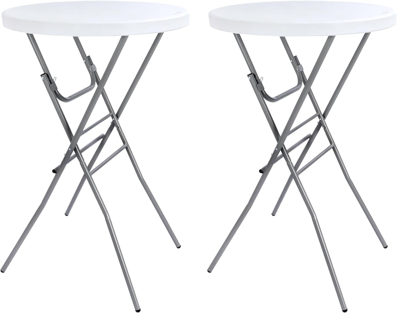 28in Folding Cocktail Table, Round Bar Height High Top, White 2PK | Amazon (US)