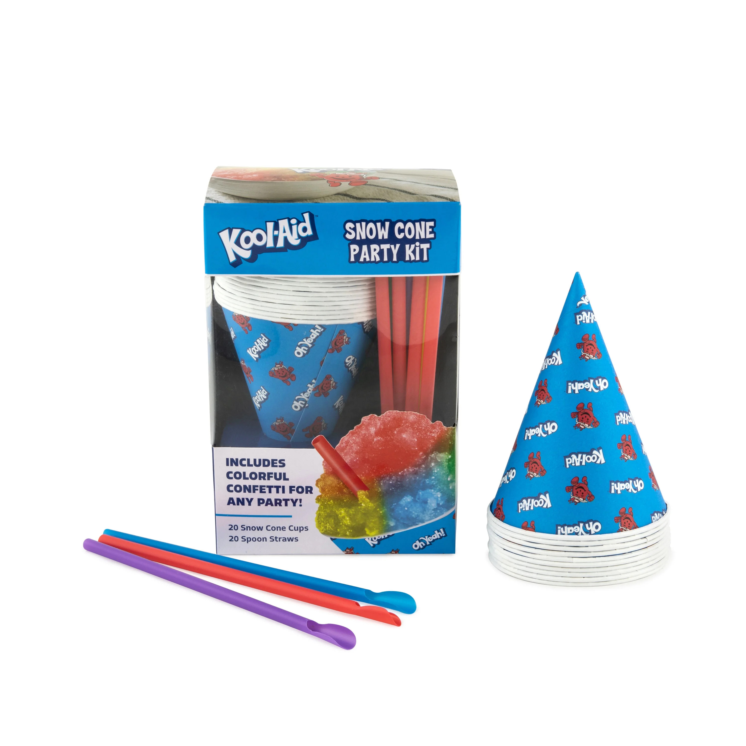 Kool-Aid 20-Count Snow Cone Cups & Spoon Straws Party Kit, Blue | Walmart (US)