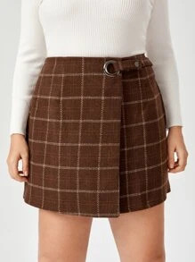 Plus Plaid Print Wool-Mix Fabric Skirt
   SKU: sw2107025337000553      
          (310 Reviews)
 ... | SHEIN