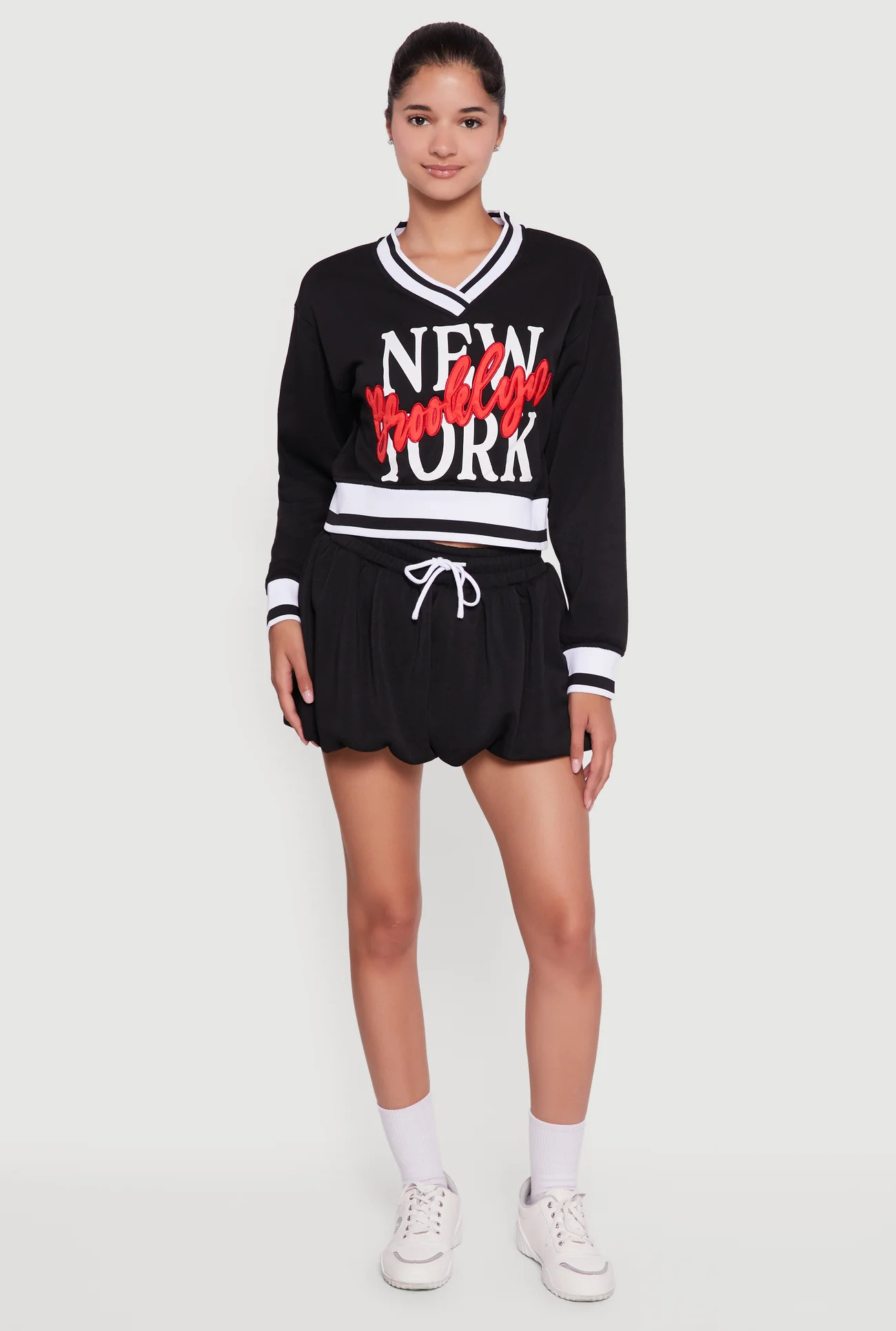 Fleece Lined Drawstring Waist Bubble Skort | Rainbow Shops