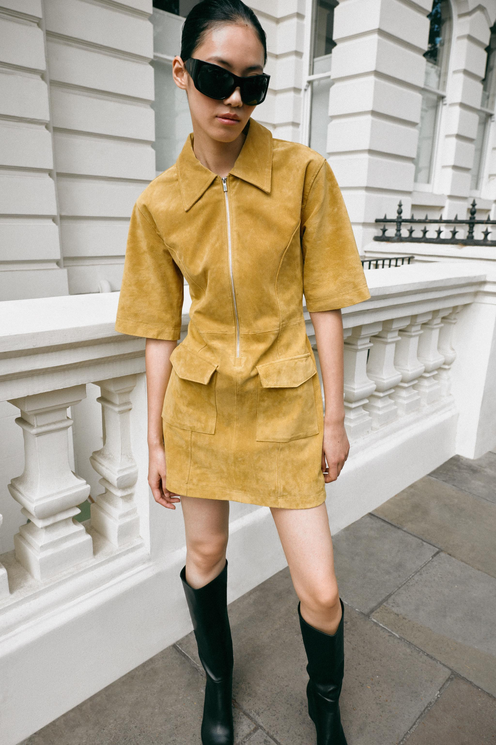 100% LEATHER ZIP-UP MINI DRESS | Zara US