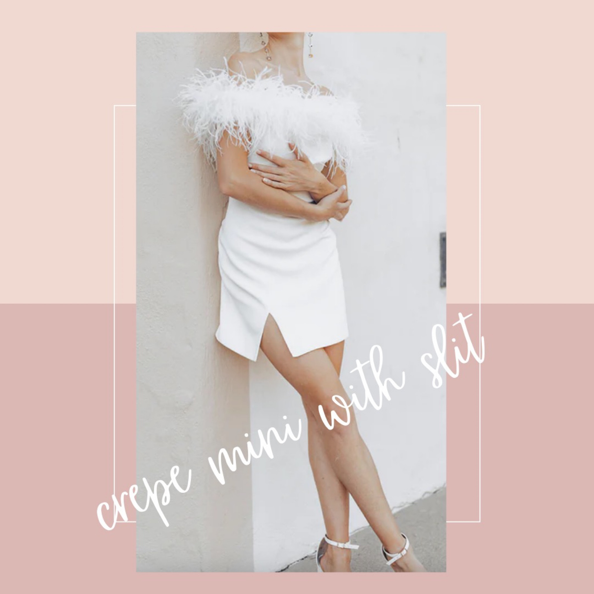 Beautiful sleeveless mini dress with fun slit and feather detailing! Perfect for either rehearsal dinner or second reception dress 😍😍

#LTKstyletip #LTKwedding